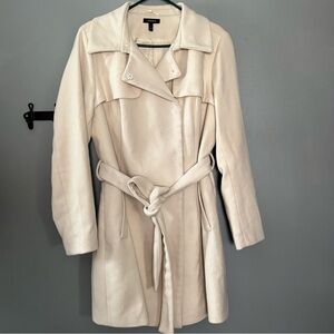 Torrid Detachable Faux Fur Collar Cream Belted Coat